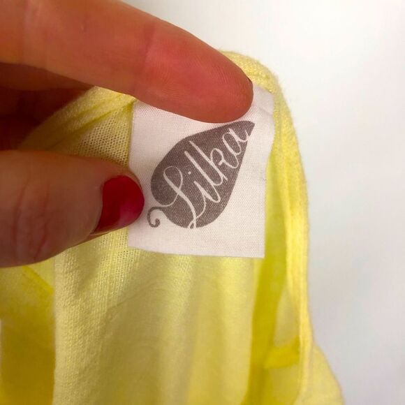 Anthro Lilka Florescent Yellow Top Button Back Women's Small - Picture 9 of 9